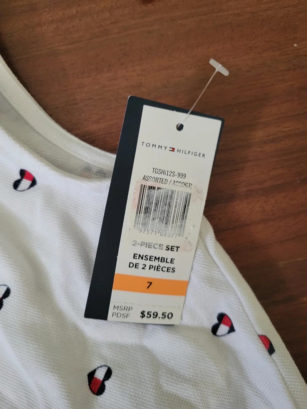 Tommy Hilfiger White Peplum Polo Top & Red Leggings Set